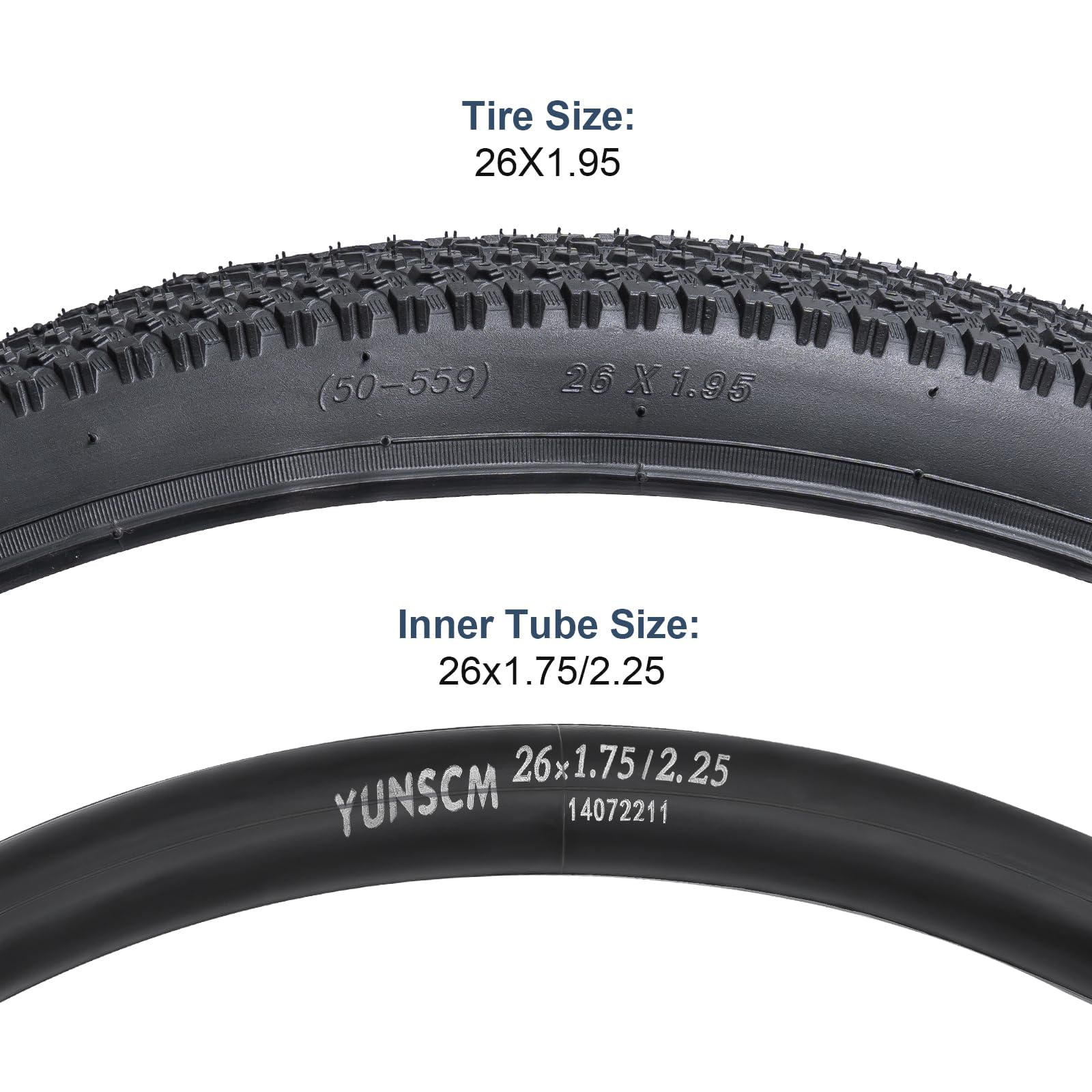 YunSCM 2-Pack 26x1.95 Mountain Bike Tyres and Tubes | Foldable MTB Set