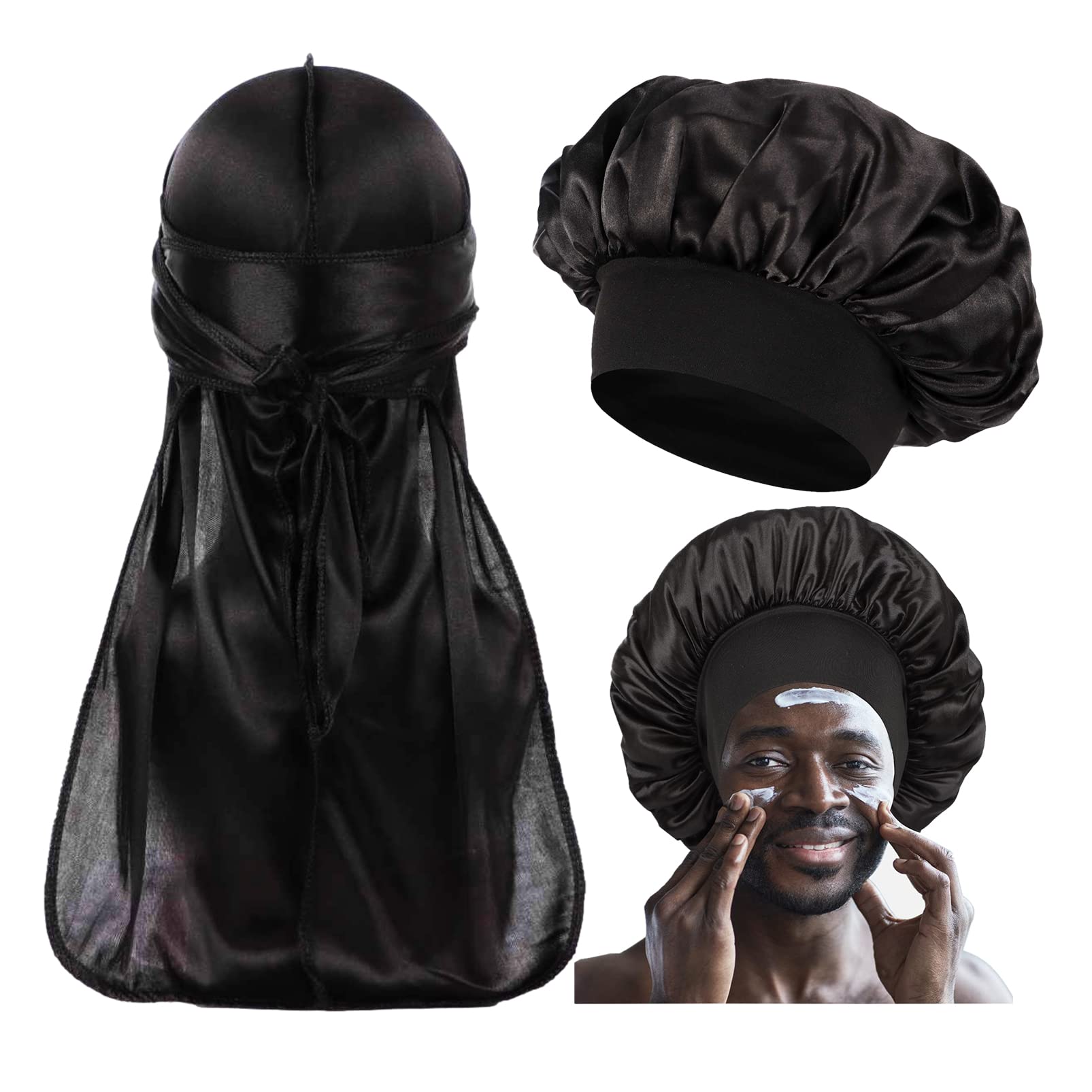 Jolof Store Silk Bonnet and Durag Set for Men & Women - 2 Piece Sleep Cap