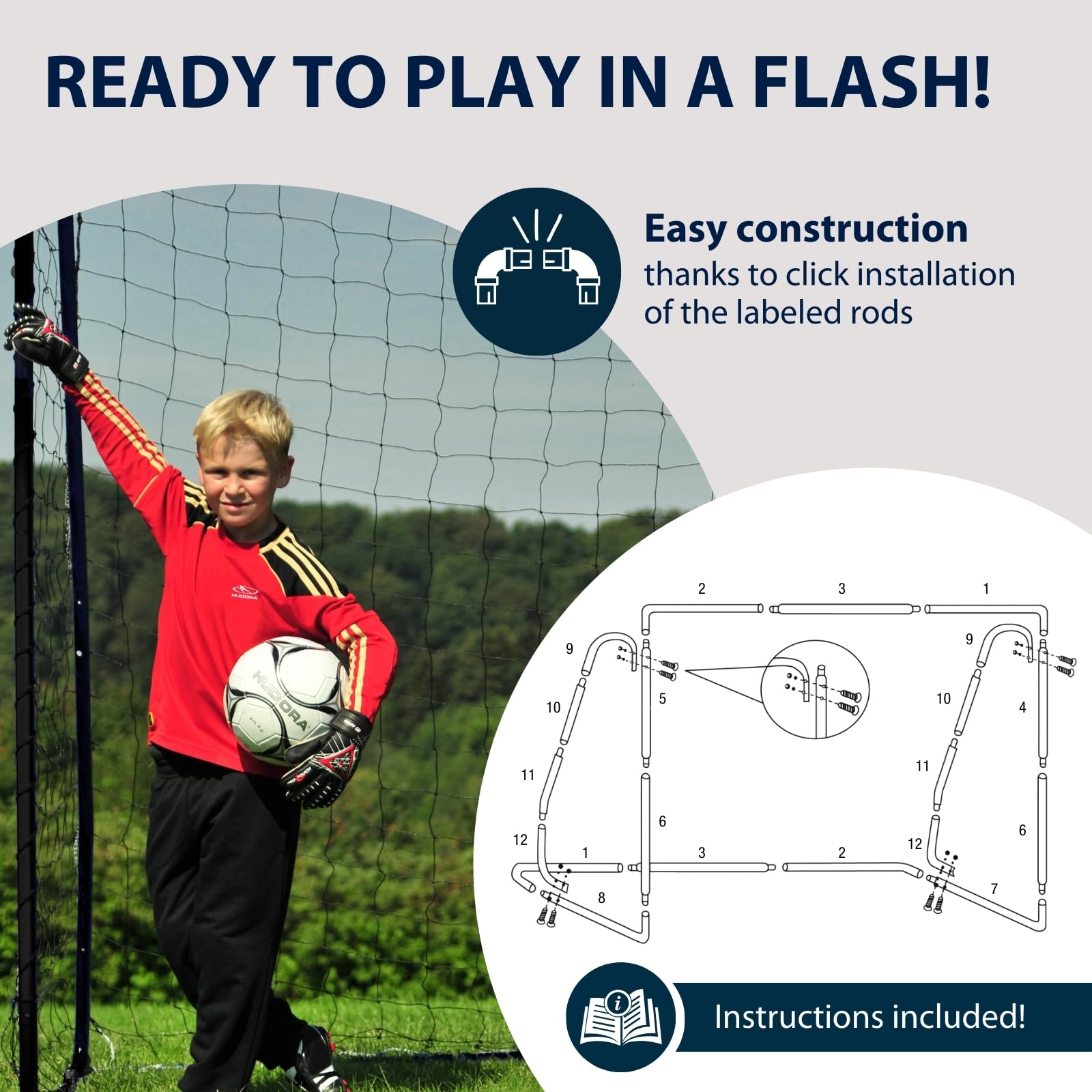 HUDORA XXL Soccer Goal – Weatherproof Steel Football Goal for Training