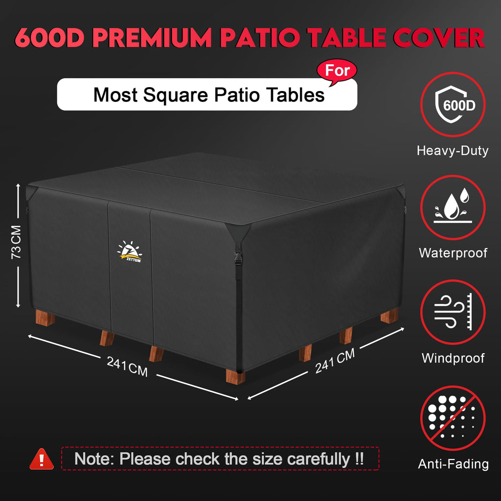Zettum Patio Furniture Cover | 600D Heavy Duty Waterproof Cube Set Cover