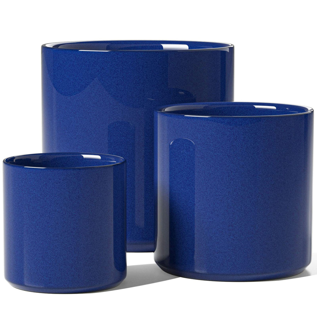 LE TAUCI Ceramic Planters Set of 3 | Mid-Century Indoor Pots with Drainage