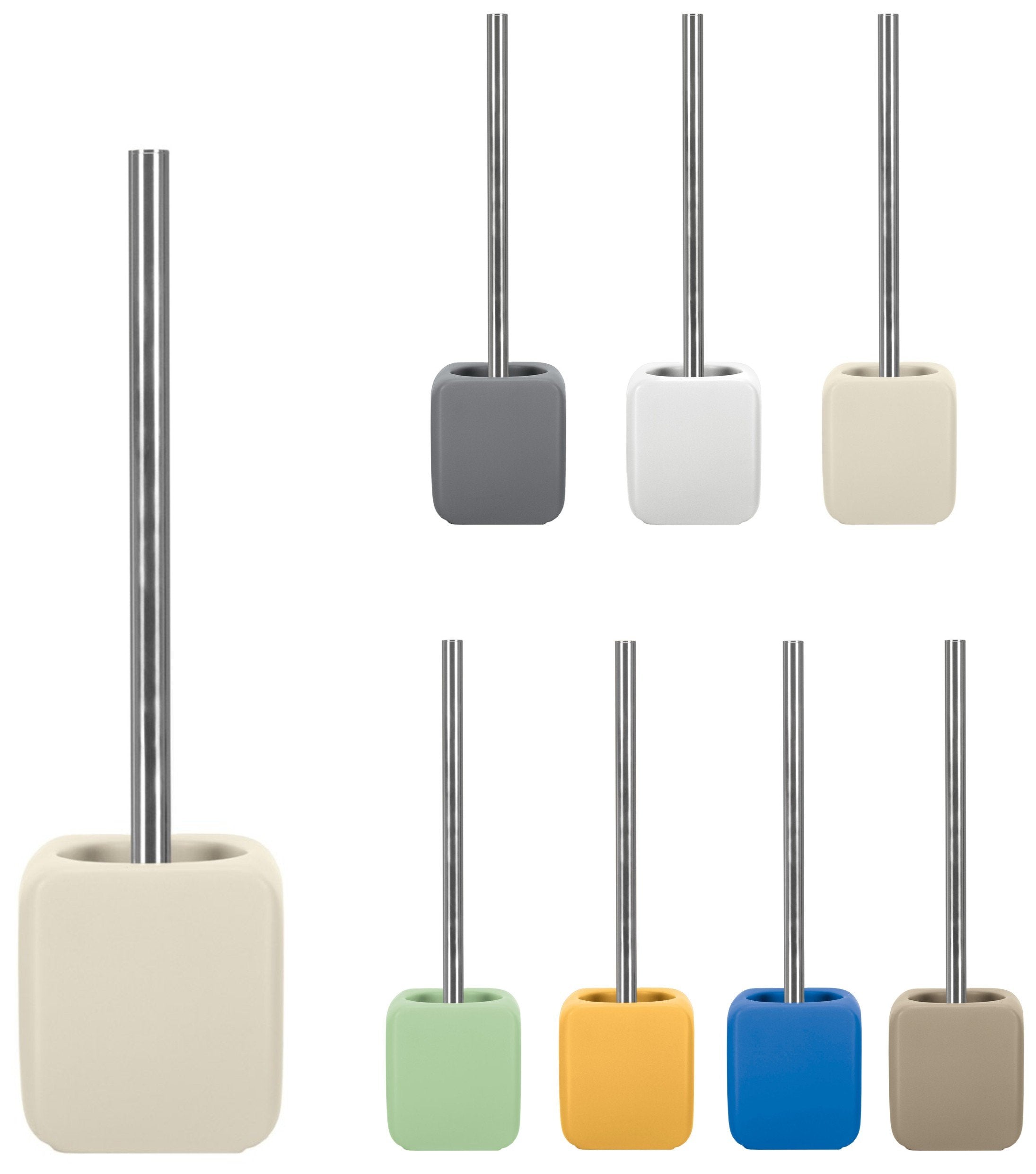 KW Cube Ceramic Toilet Brush and Holder - Cream Modern Decor