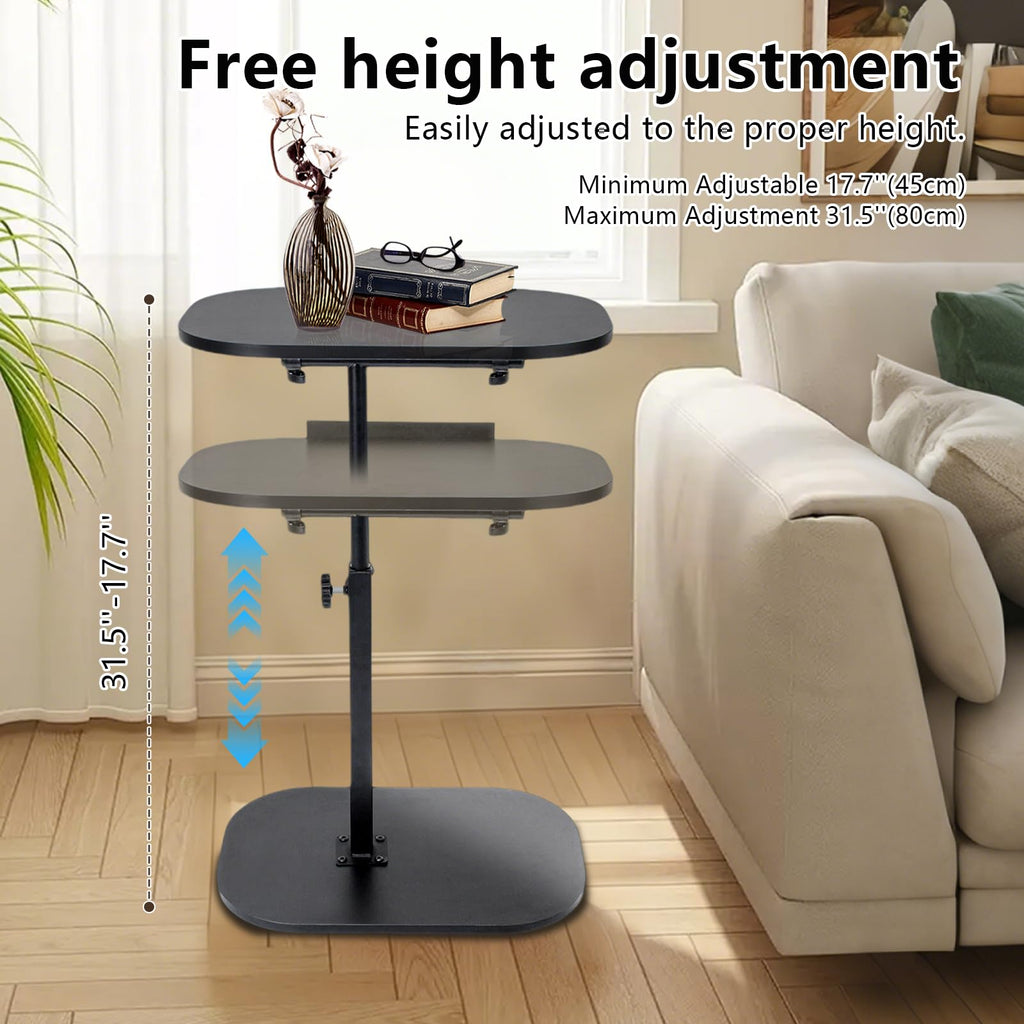 YYW Side Table TV Tray For Couch, Height Adjustable C Shaped Table - image 2