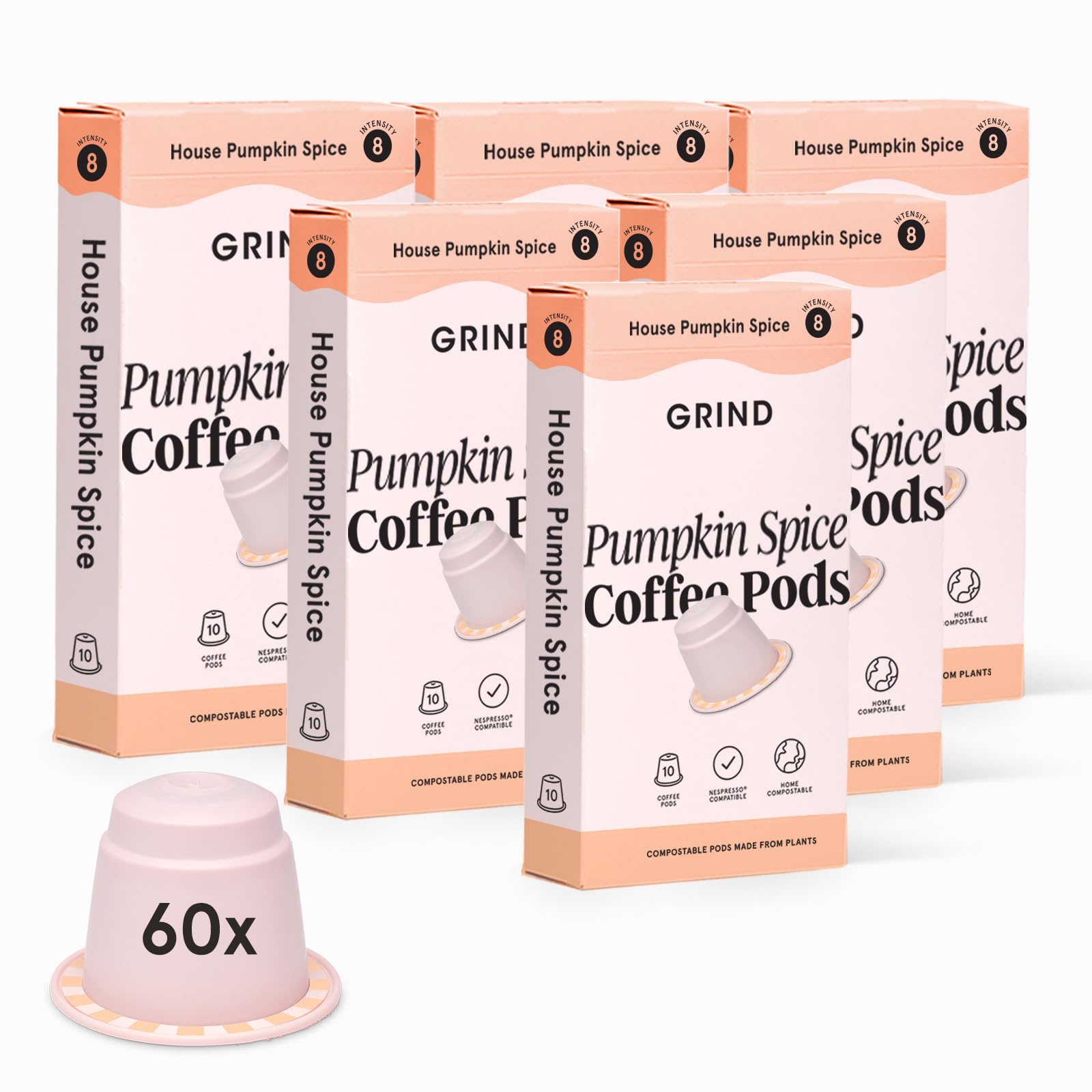 Grind Pumpkin Spice Coffee Pods – 60 Compostable Nespresso Capsules