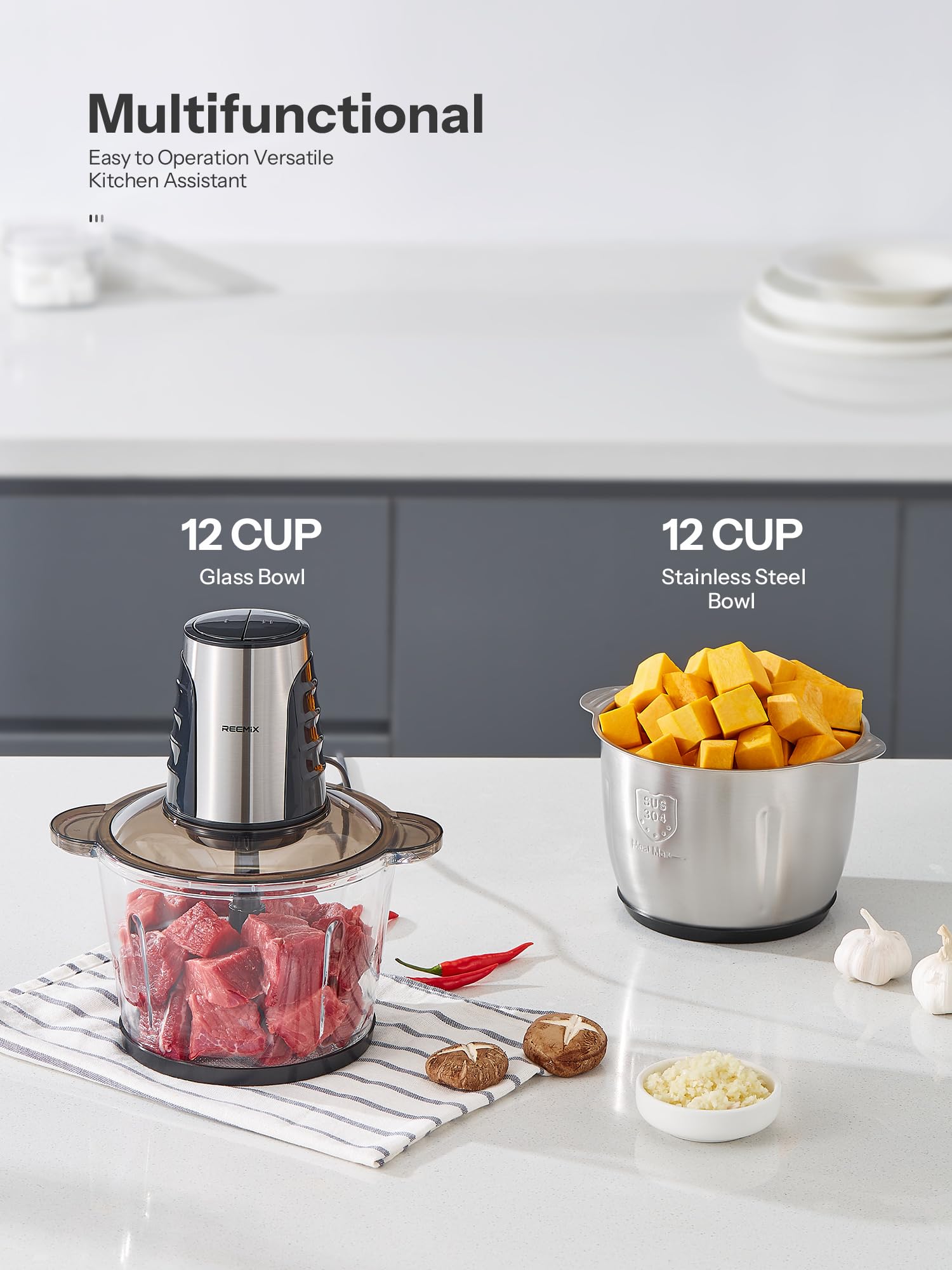 Electric Food Processor | 500W Meat Mincer with Dual 3L Bowls