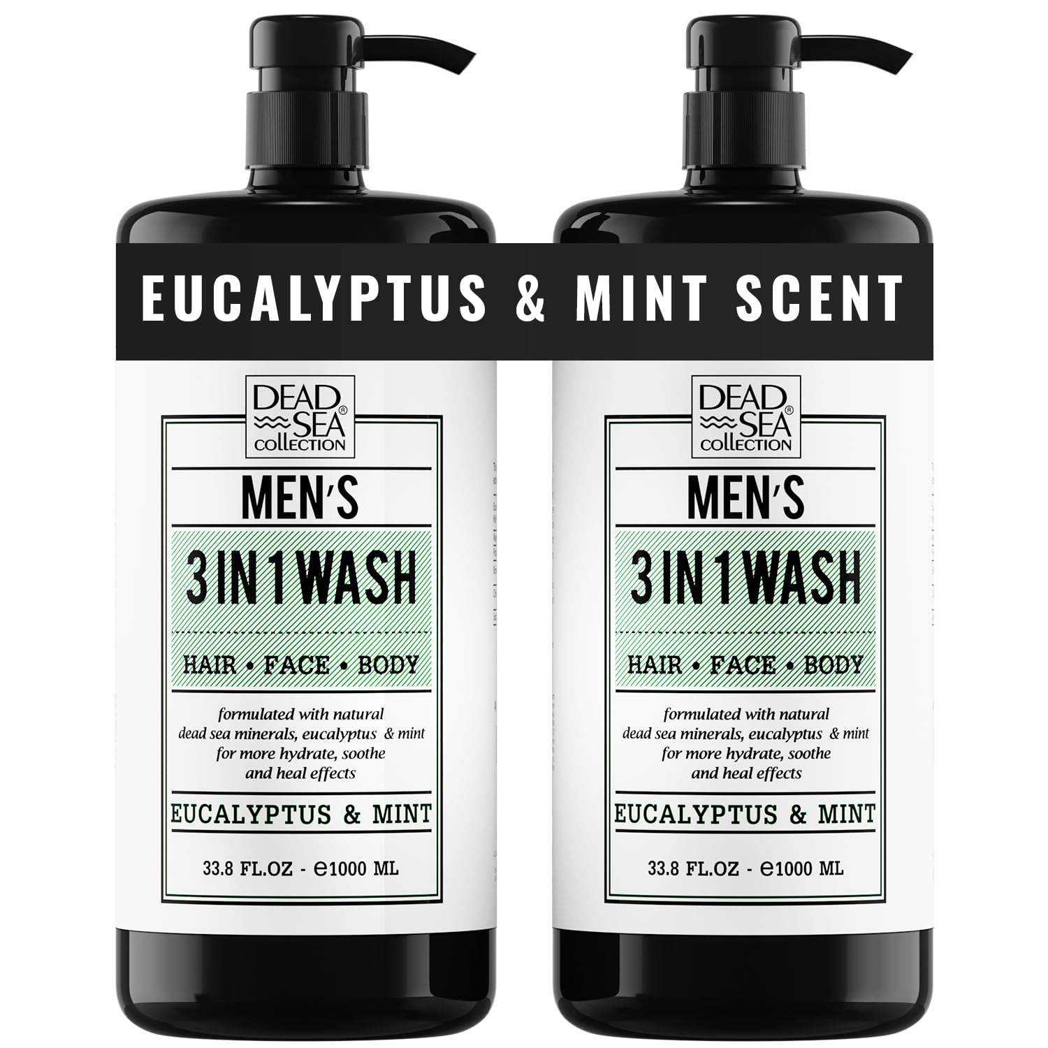 Dead Sea Collection 3-in-1 Men's Body Wash, Eucalyptus & Mint, 2-Pack