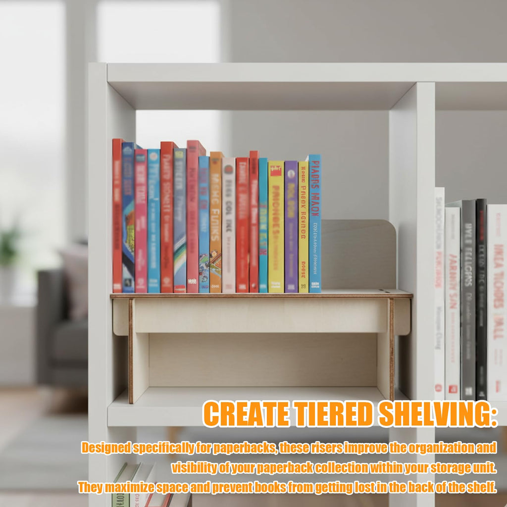SUNUCO Paperback Book Riser insert compatible with Ikea Kallax Storage Unit, Inserts Shelves for Improved Book Organization, 2Pcs - image 4