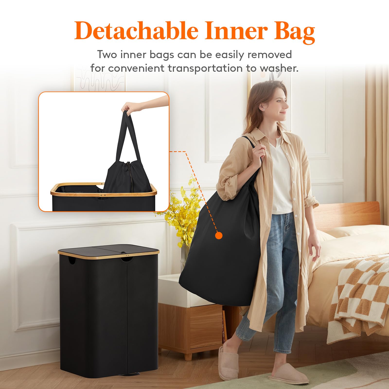Lifewit 150L Laundry Basket with Lid | Large Foldable Hamper with Bags