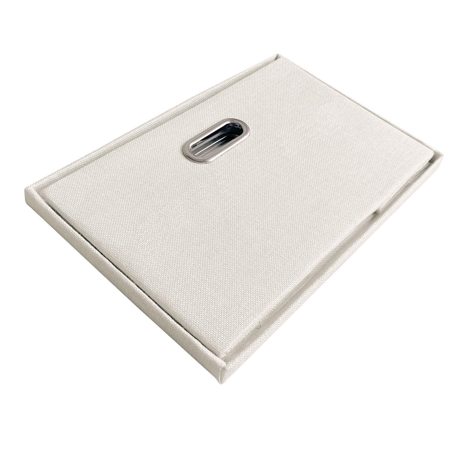 Wintao Collapsible Fabric Storage Boxes with Lids - Beige, 3 Pack