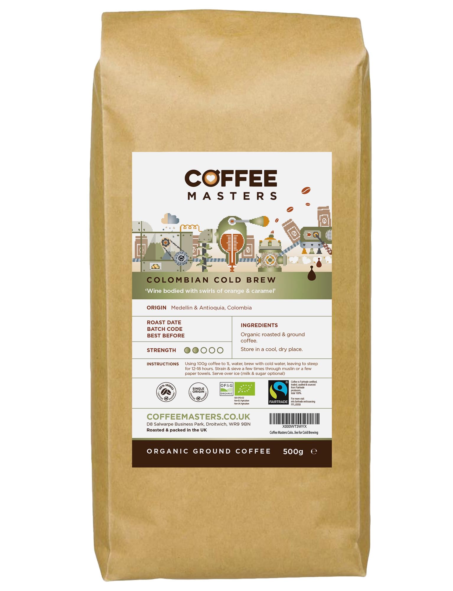 Jolof Store Colombian Cold Brew Ground Coffee – 500g Organic Arabica