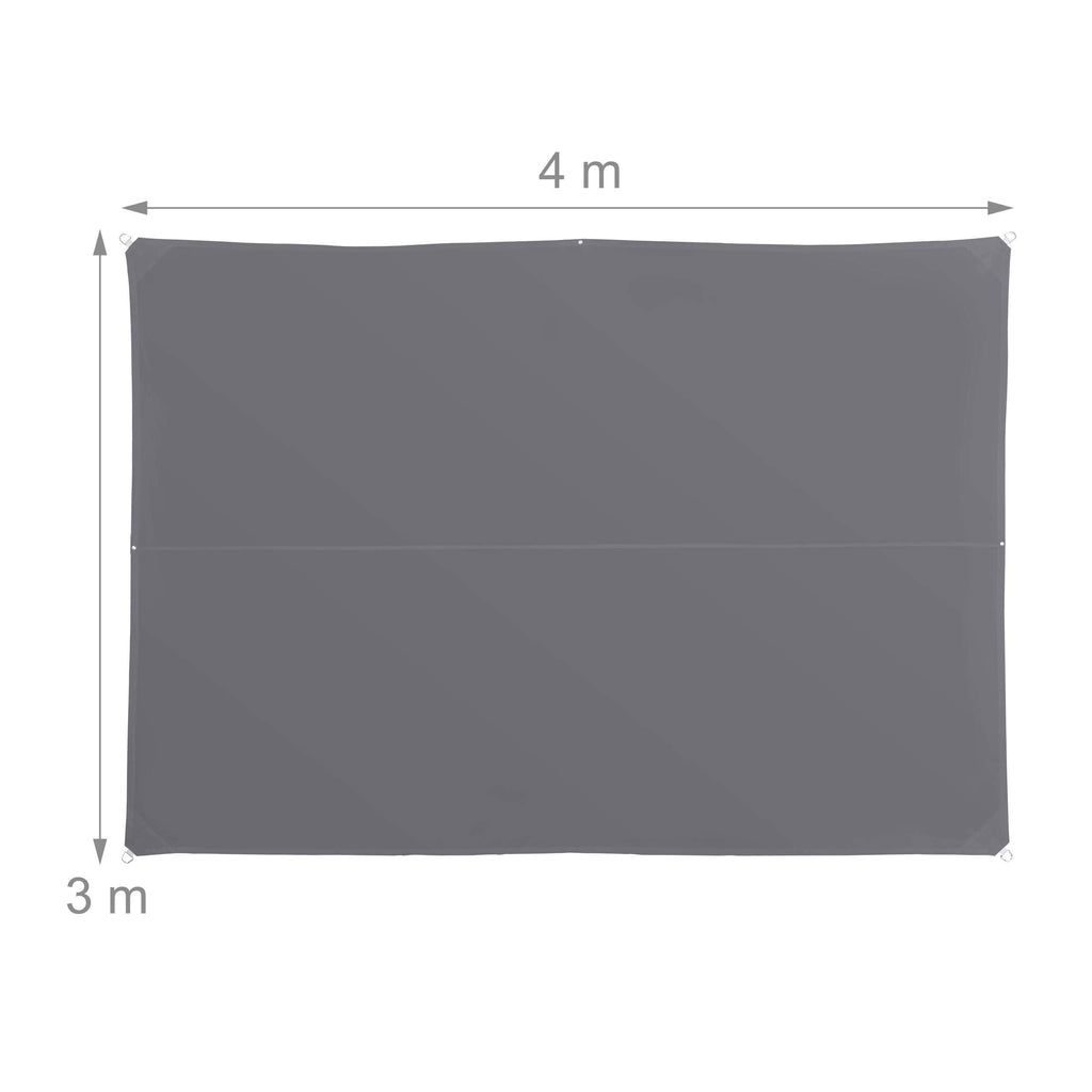 Relaxdays Rectangular Shade Sail – 3x4m Water-Repellent UV Canopy, Grey
