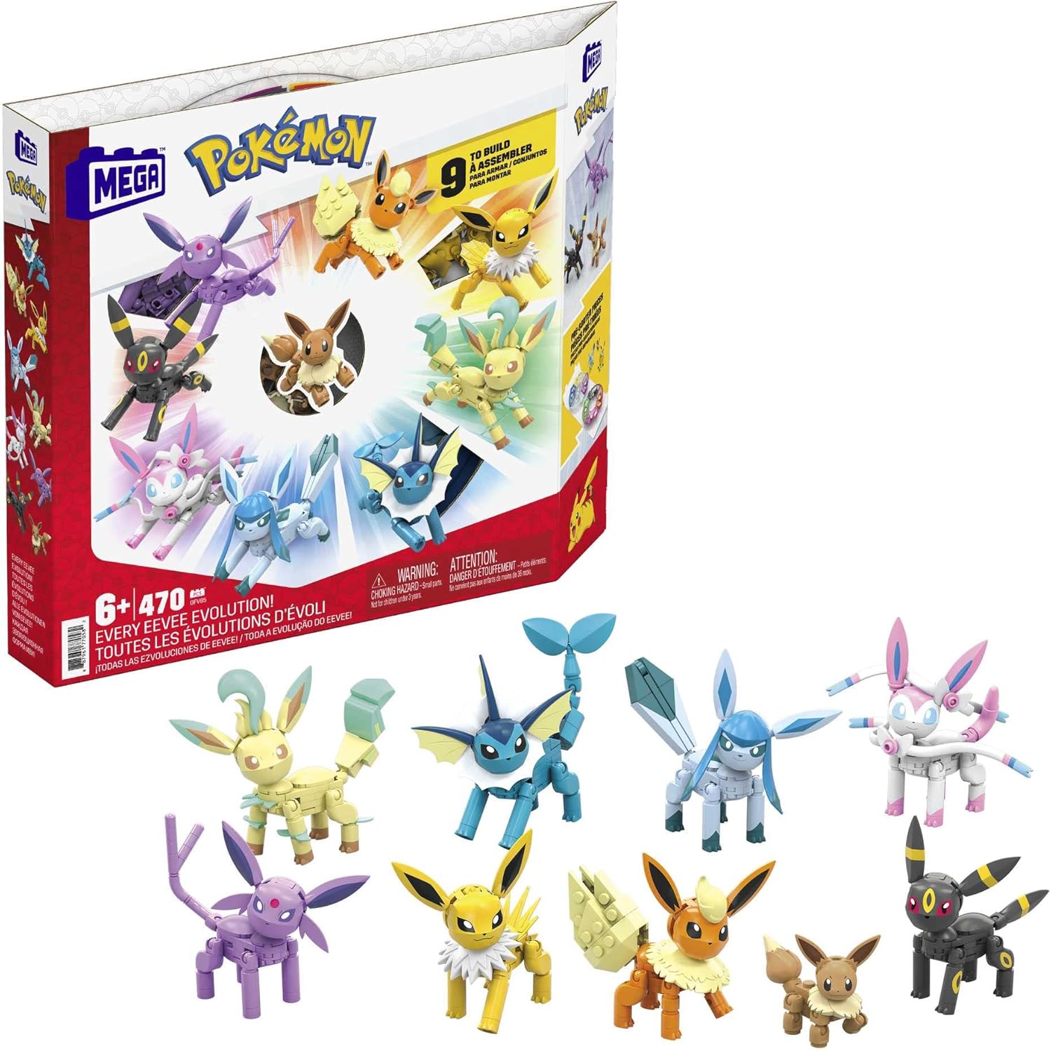 MEGA Pokemon Eevee Evolution Building Set – 9 Articulated Figures