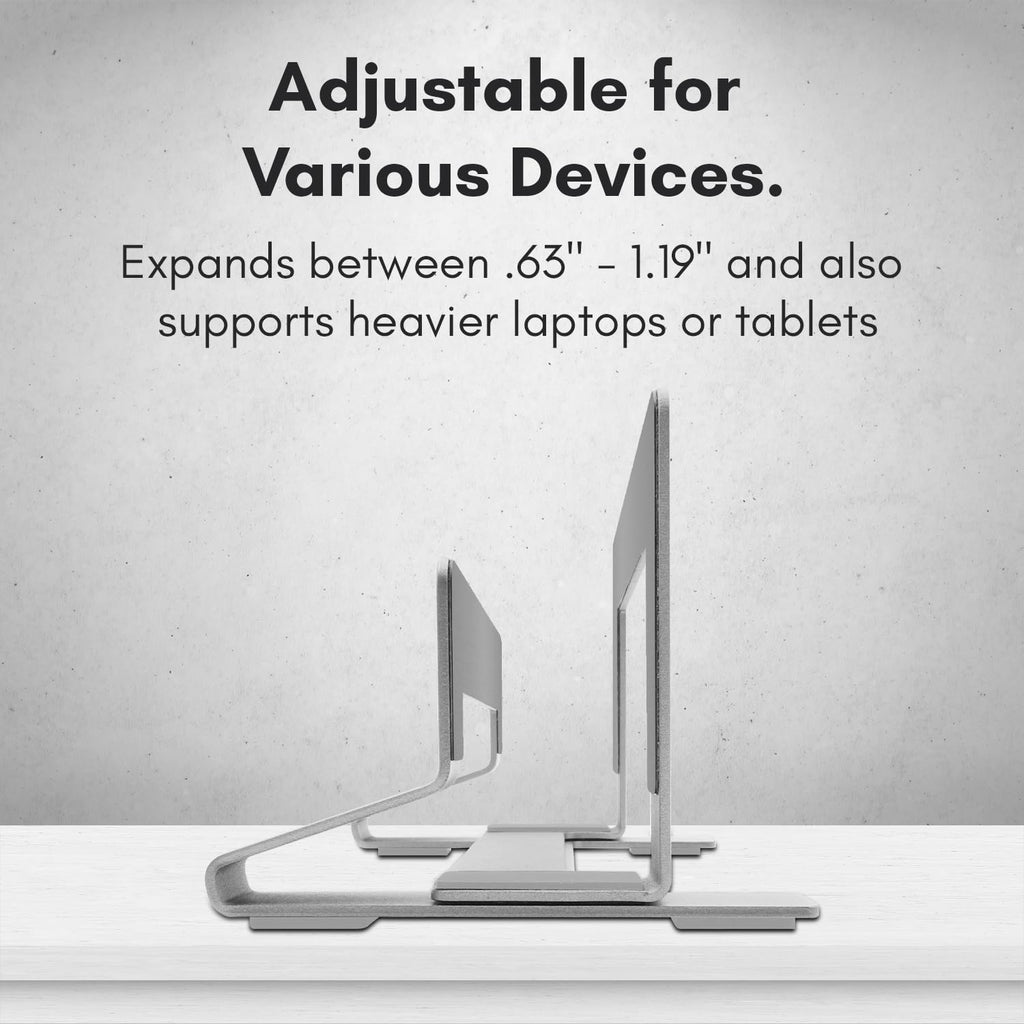 Macally Vertical Laptop Stand for Desk, Laptop Holder Vertical, MacBook Stand Pro/Air, Save Space and Improve Air Flow with Closed, Adjustable