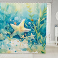 Jolof Store Ocean Shower Curtain | Indigo Starfish & Seaweed Polyester