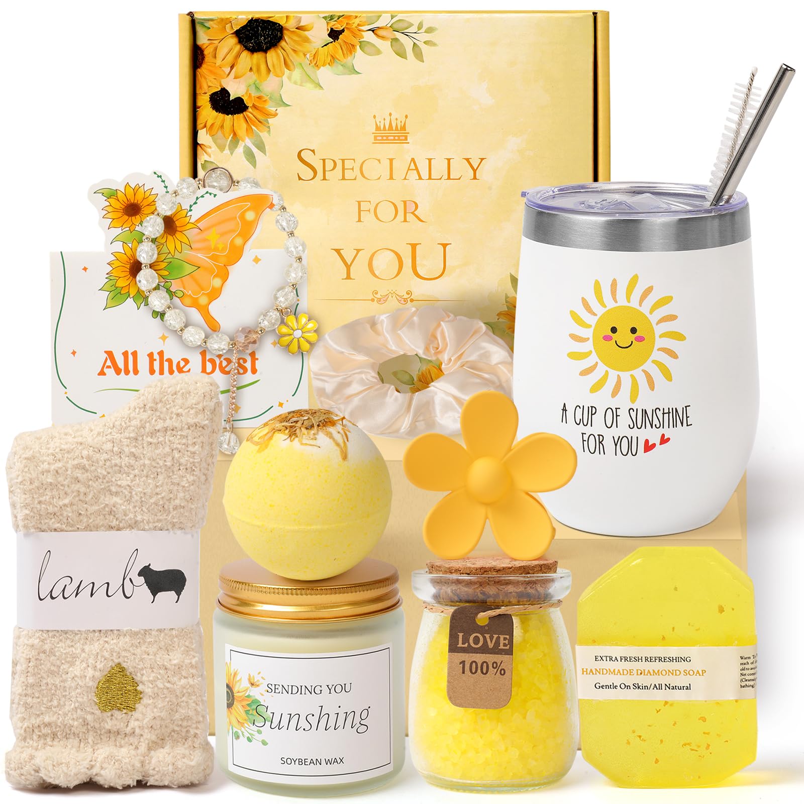 Jolof Store Sunflower Spa Gift Set – 10pc Self Care Relaxation Hamper