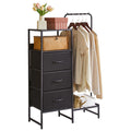 Aibiju 3-Drawer Clothes Rack | Reversible Coat Hanger with Shelves, Black