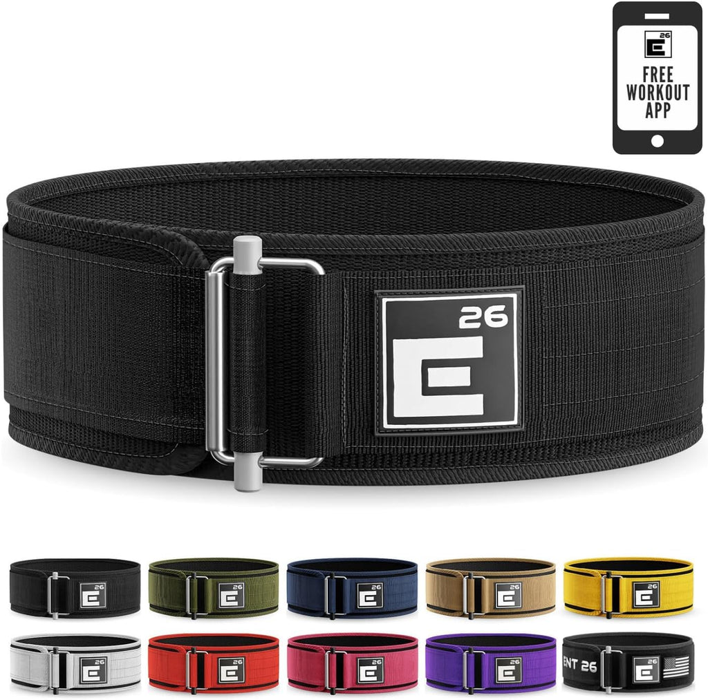 Element 26 Self-Locking Weight Lifting Belt | 4-Inch Nylon Powerlifting