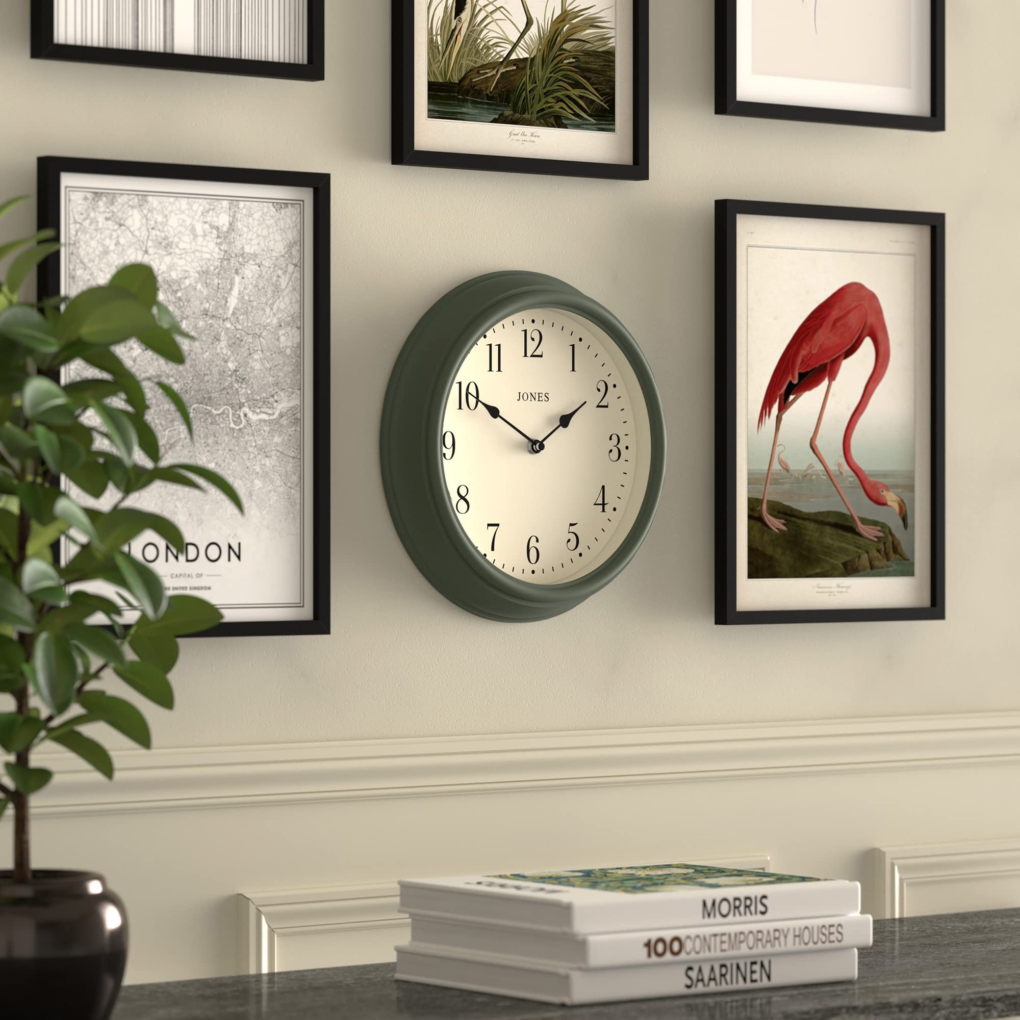 Jones Clocks Venetian Wall Clock – 30cm Round Green Arabic Dial