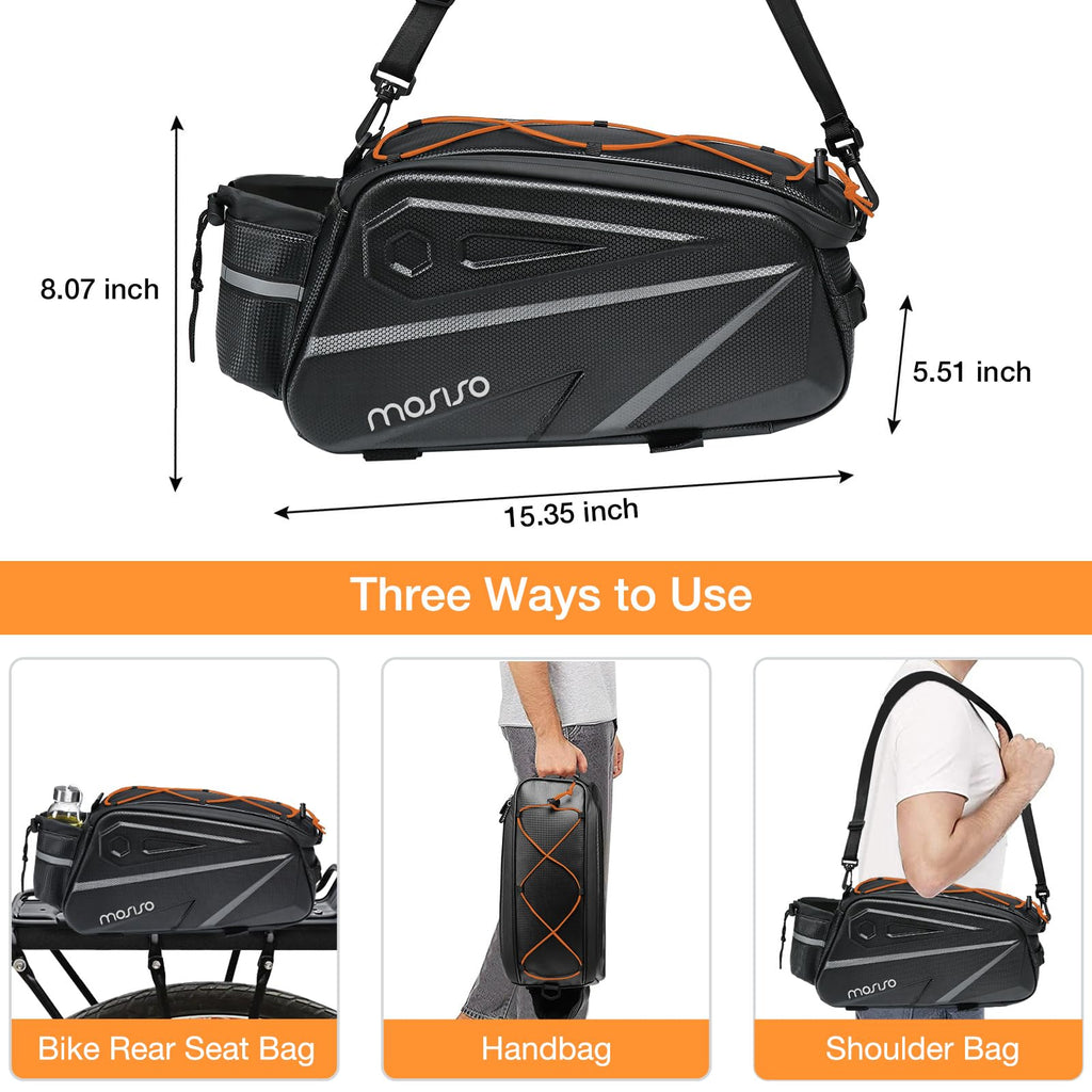 MOSISO 14L Waterproof Bike Rack Bag – EVA Rear Seat Trunk Pannier, Black