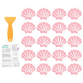 20Pcs Shell Non-Slip Bathtub Stickers with Scraper - Pink PEVA