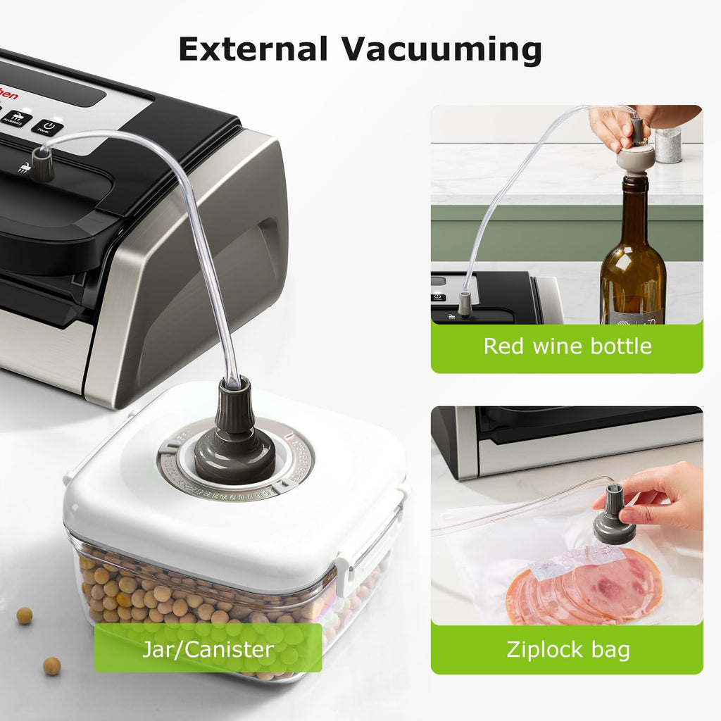 Bonsenkitchen Vacuum Sealer Machine | Low-Noise Food Sealer with Cutter