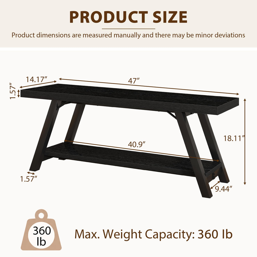 LVB Shoe Storage Bench Entryway Benches for Hallway 120cm Black Oak
