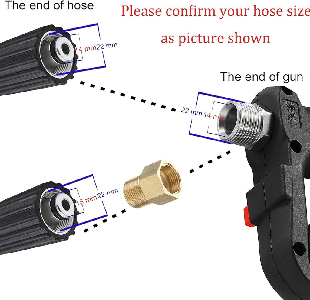 M MINGLE High Pressure Washer Gun | 5000 PSI Short Gun with 5 Nozzles