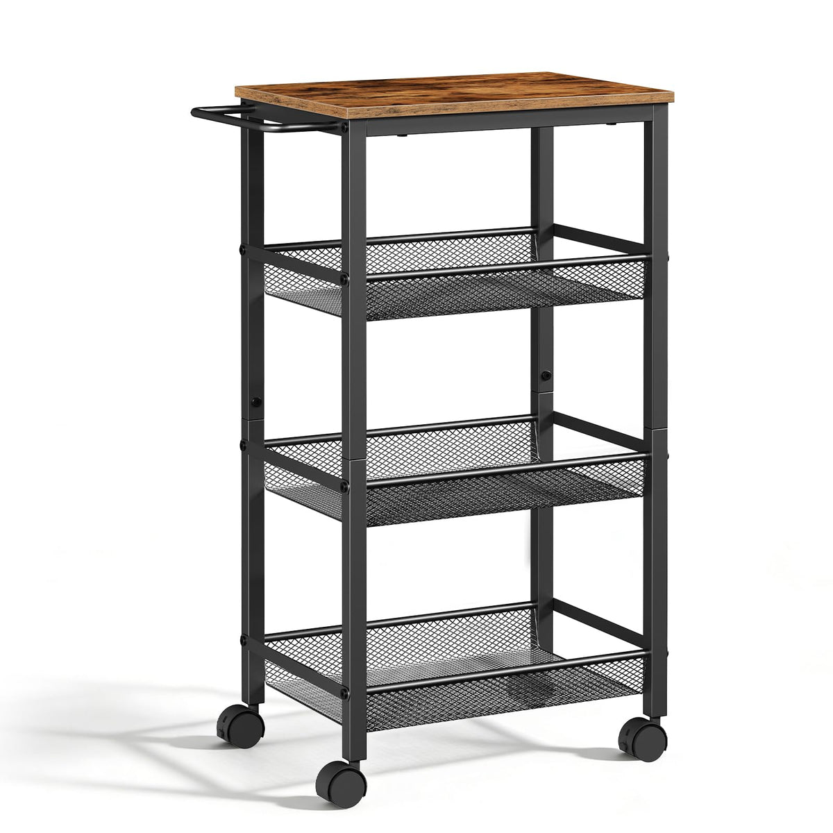 HOOBRO 4-Tier Serving Trolley with Wheels and Adjustable Feet, Rolling Trolley, Narrow Storage Trolley, Bar Cart, for Kitchen, Lounge, Dining Room - image 1