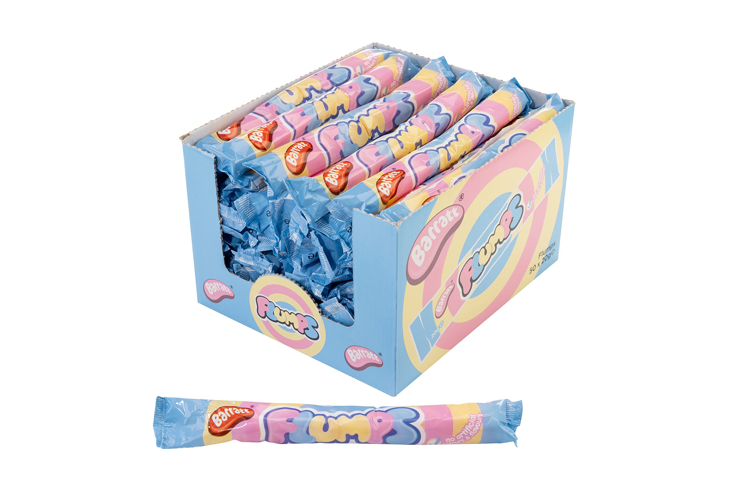 Barratt Flumps Marshmallow Twists – Fluffy Fat Free Candy (Pack of 50)