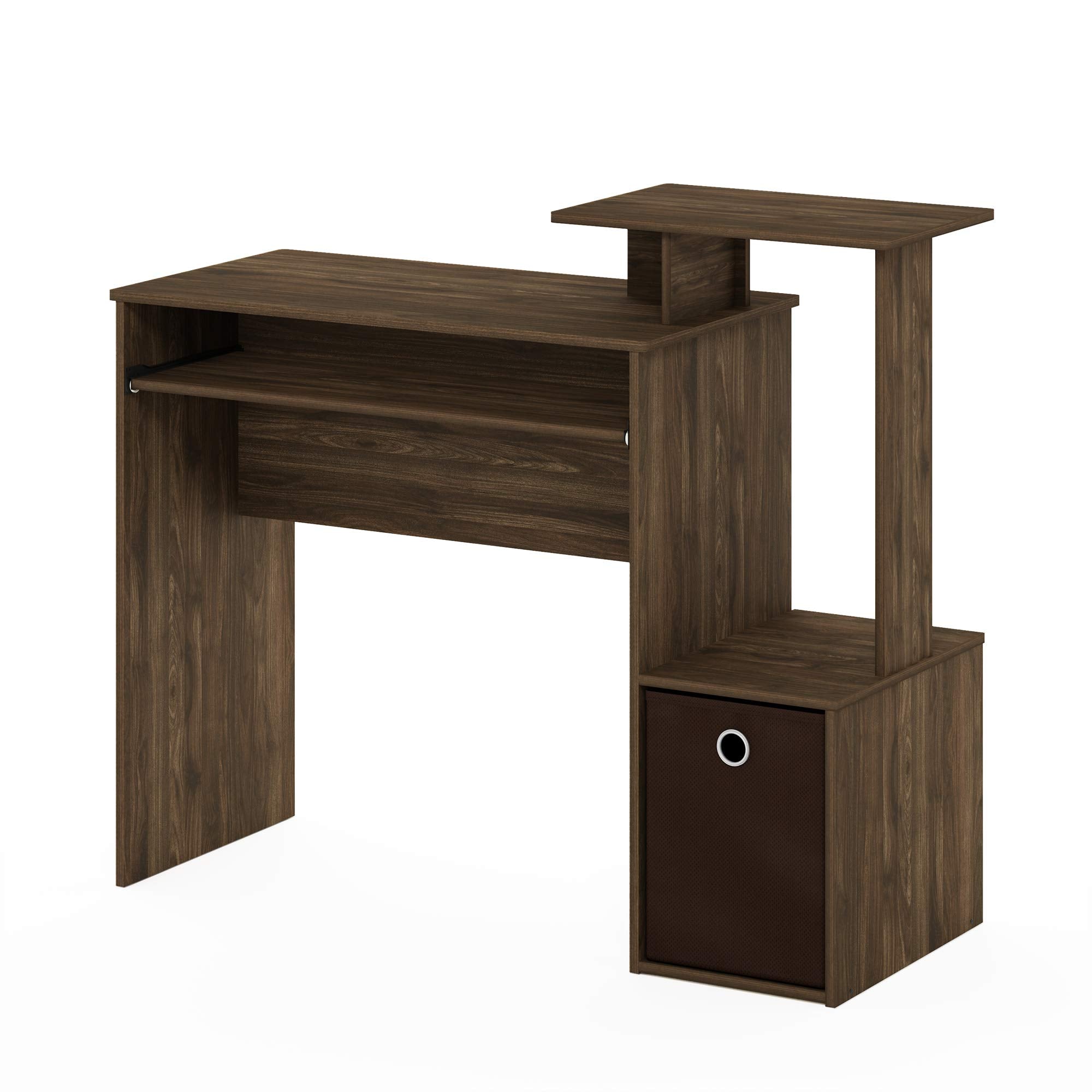 Furinno Econ Computer Desk with Storage Bin – Columbia Walnut