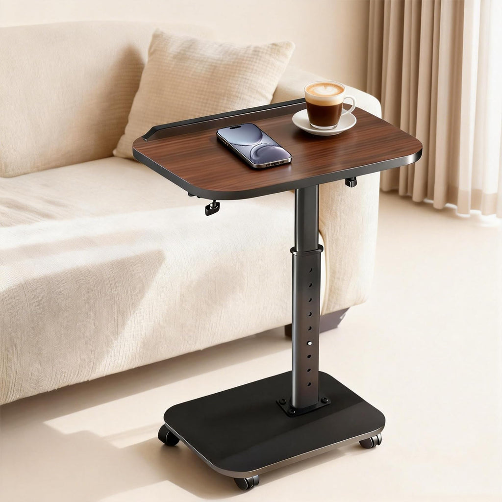 C Shaped Side Table, Sofa TV Tray Tables Adjustable Height & 180° Flip-Over Panel Design - image 1