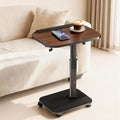 C Shaped Side Table, Sofa TV Tray Tables Adjustable Height & 180° Flip-Over Panel Design - image 1