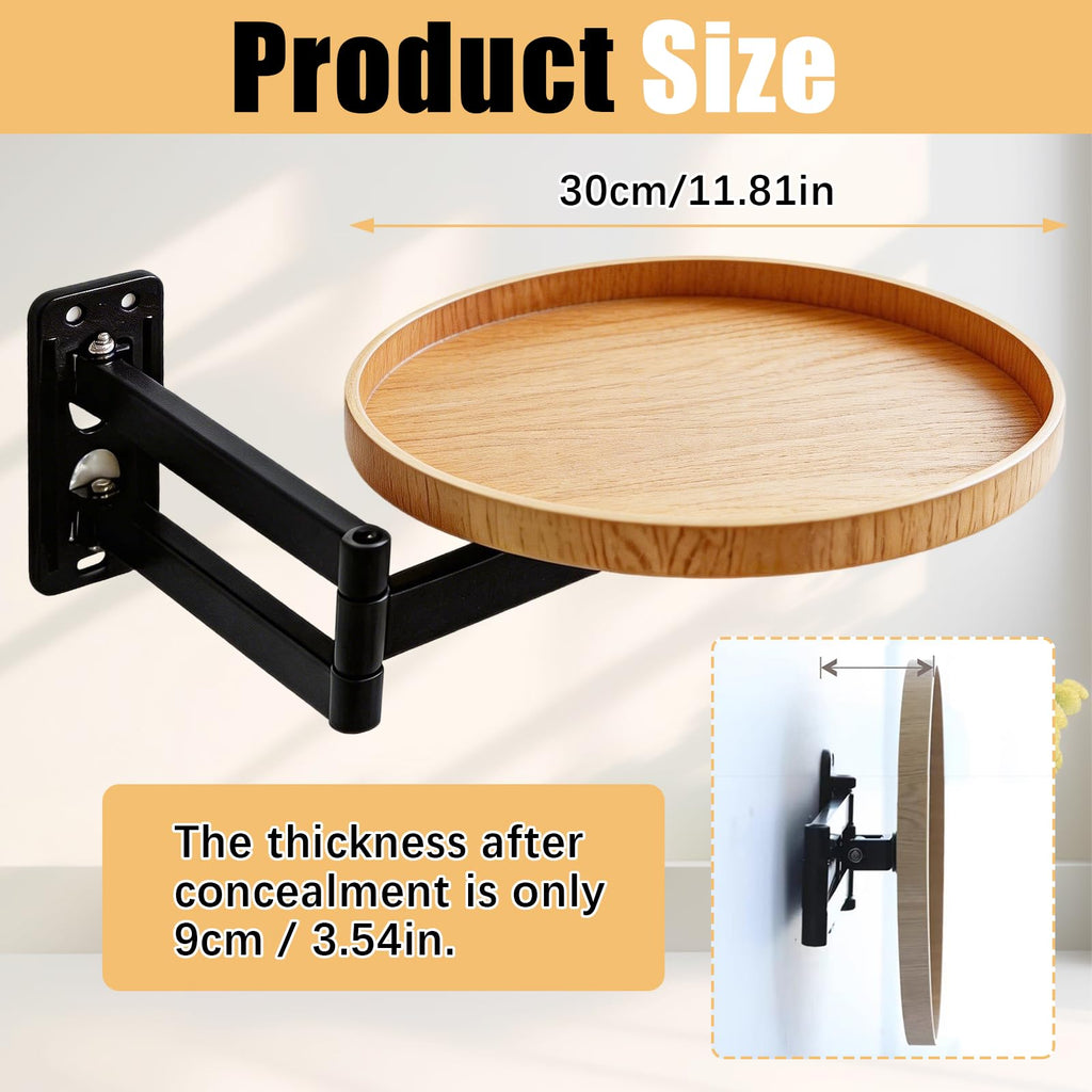 Ysislybin Wall Mounted Folding Table, Bedside Folding Coffee Table, 180° Rotating Floating Shelf Foldable Space-Saving Desk - image 2