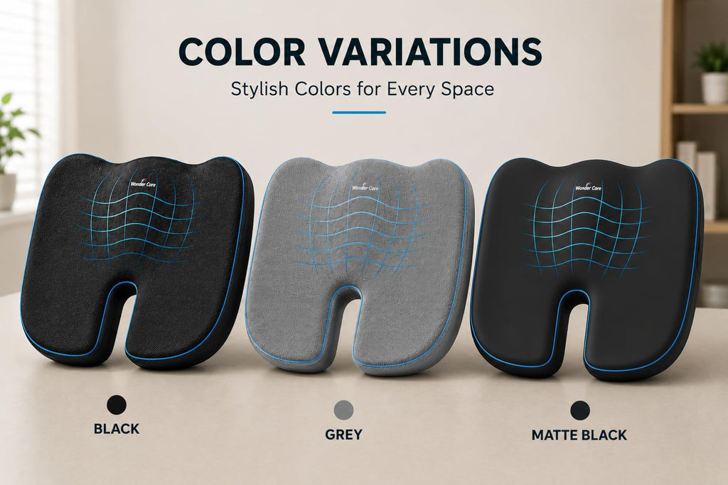 Wonder Care Orthopedic Coccyx Cusion | High Density Memory Foam for Back Pain, Sciatica, Tailbone Relief Velvet Cover, 70Kg