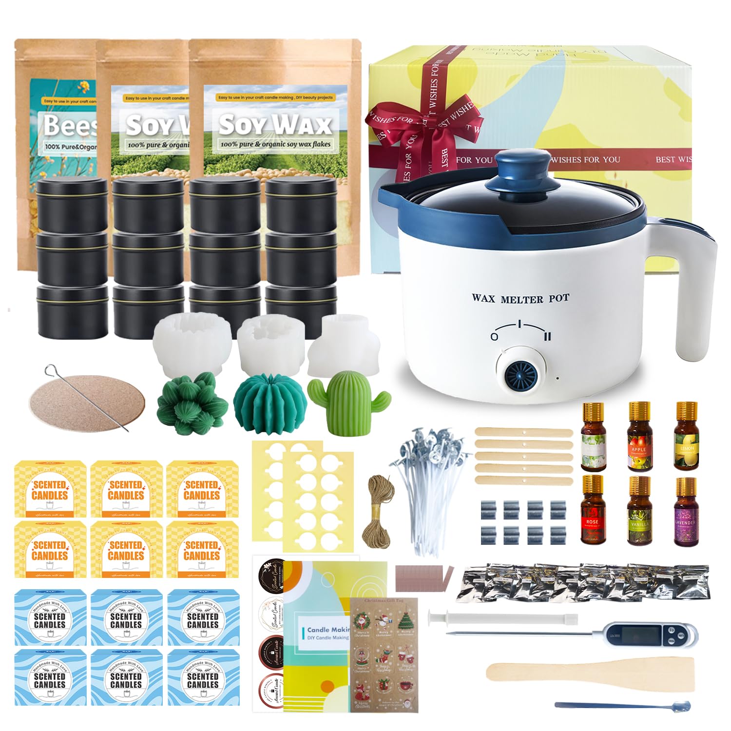 LINGQIAN Candle Making Kit for Adults | Soy & Beeswax DIY Scented Set