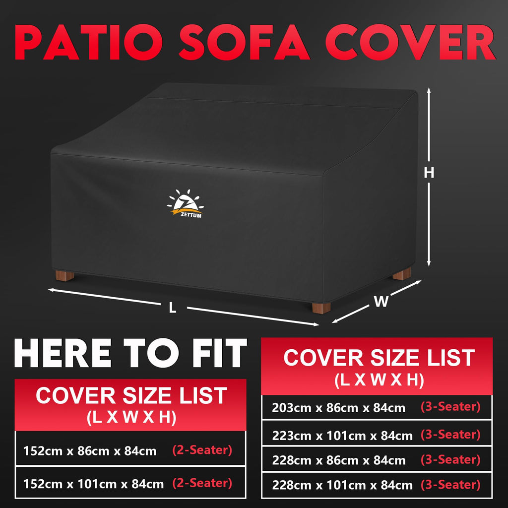 Zettum Waterproof Garden Bench Cover | 600D Heavy Duty 4 Seater Patio Cover