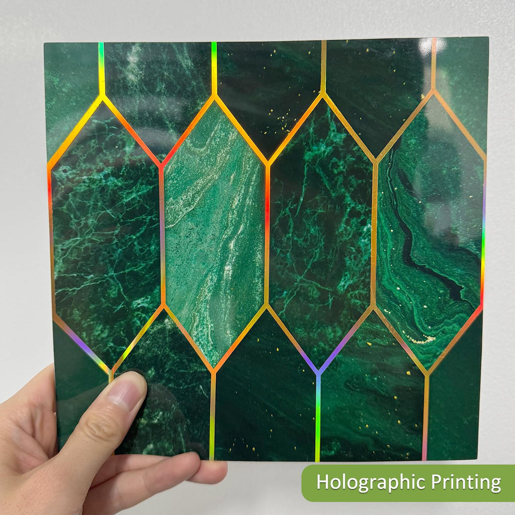 Funlife Peel and Stick Wall Tiles | Holographic Emerald Green - 30 Pack