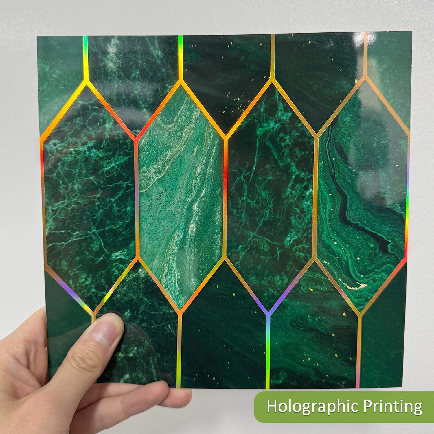 Funlife Peel and Stick Wall Tiles | Holographic Emerald Green - 30 Pack