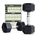 PhysKcal Odourless Poly Rubber Hex Dumbbells - 7.5kg Pair Home Gym Weights