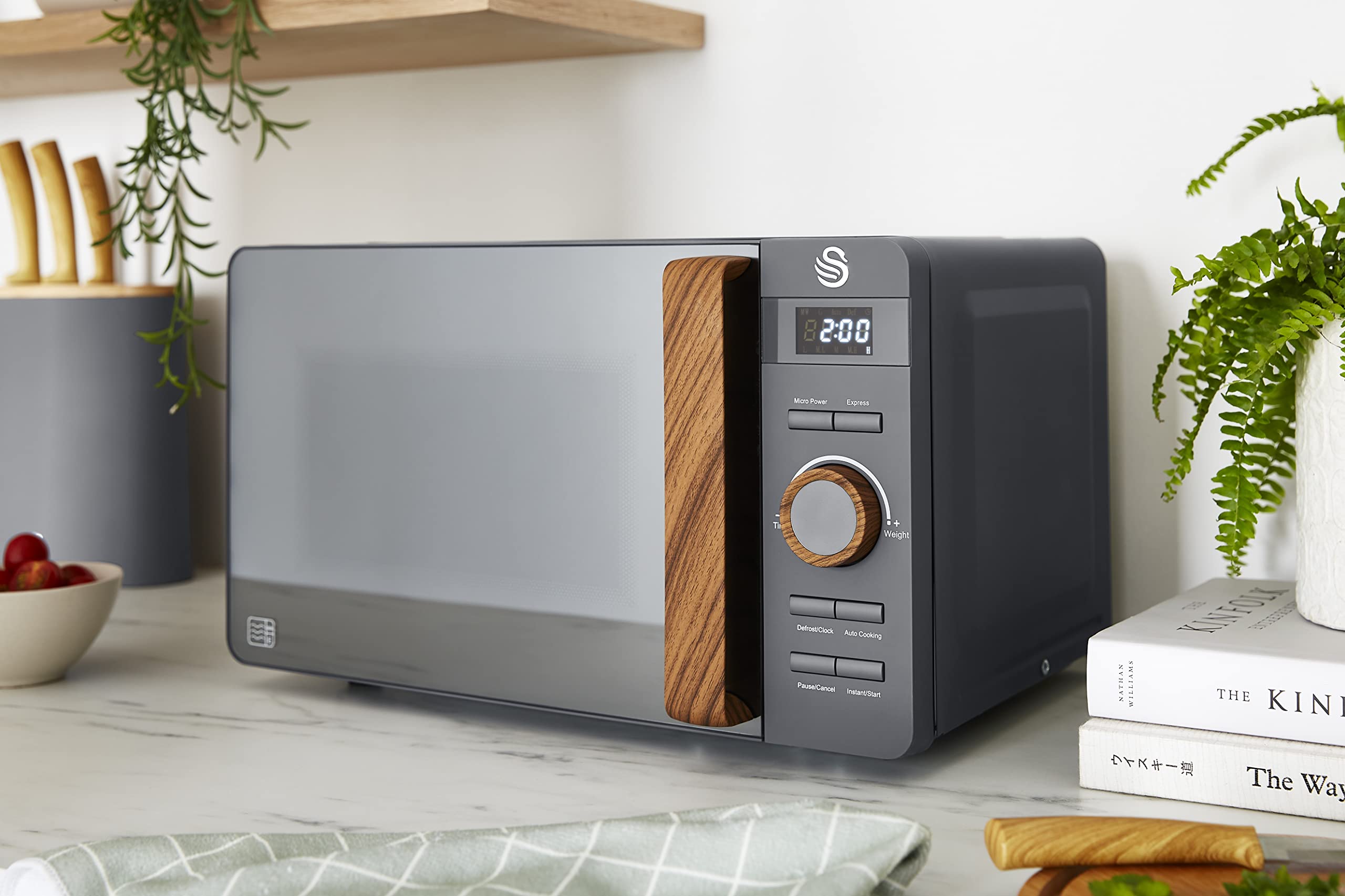 Swan Nordic 20L Digital Microwave – 800W Grey with Glass Turntable