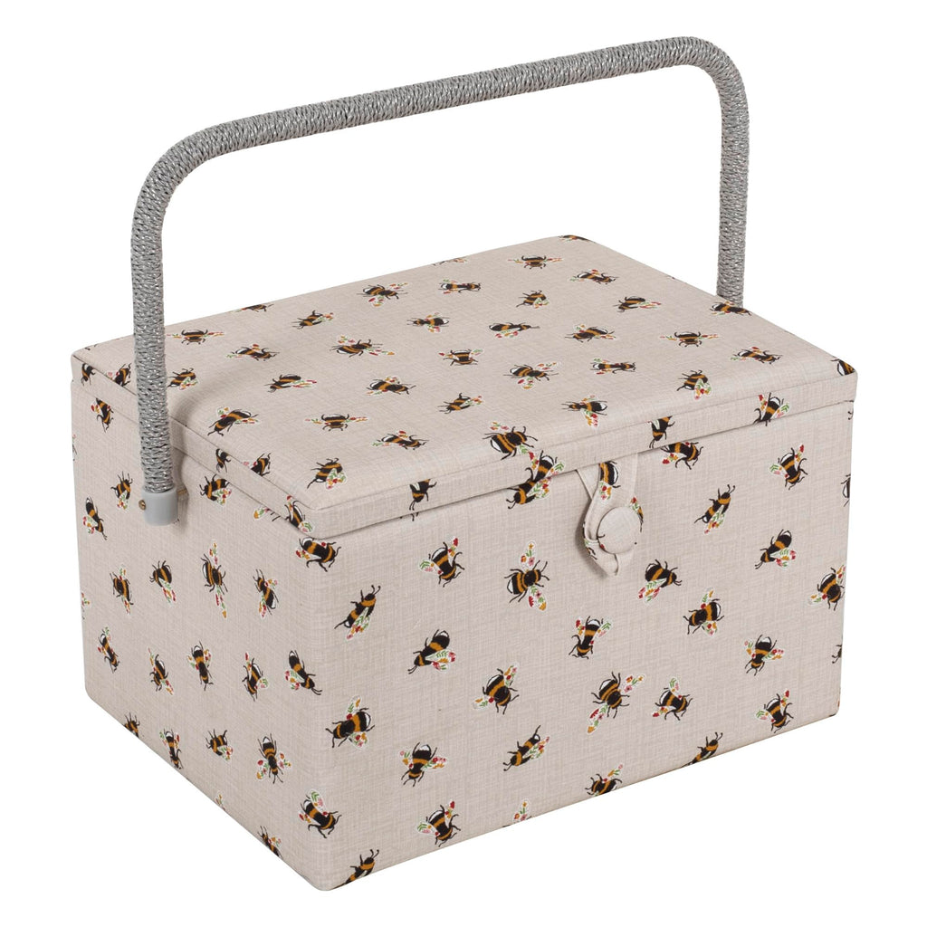 Hobby Gift Large Sewing Box – Bees Print Craft Storage with Tray
