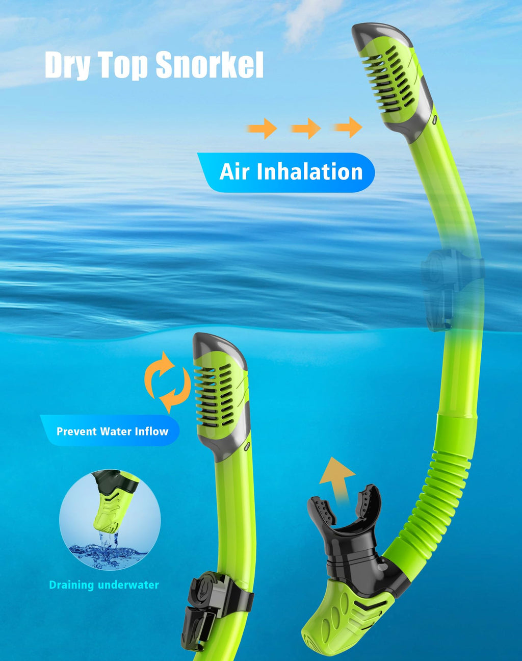 Lealinga 2-Pack Snorkel Set | Anti-Fog Panoramic Mask & Dry Top Snorkel