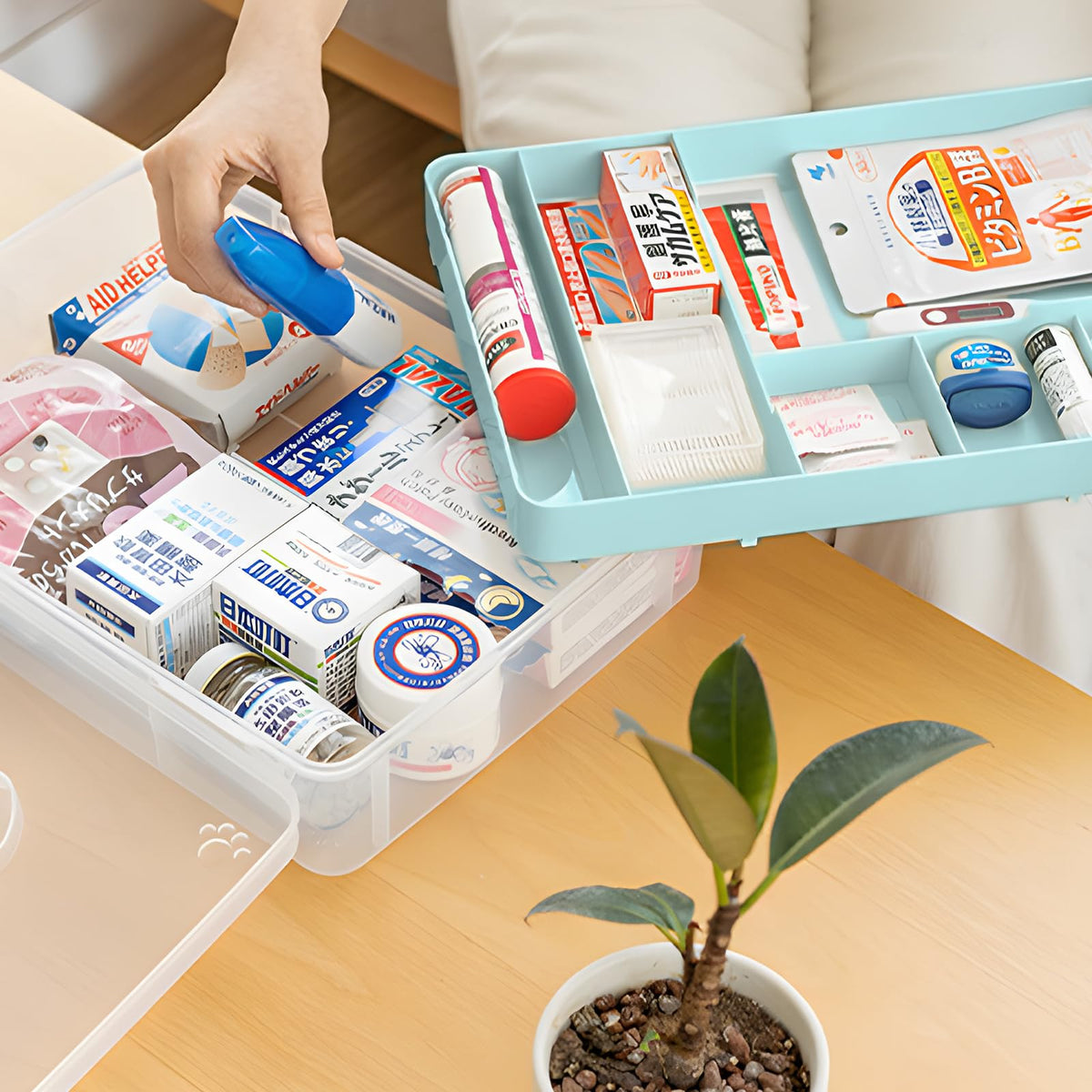 Craft Storage Box Clear Craft Stackable Large Sewing Box with 7 Compartment Tray Large Capacity for Medications, Sewing Supplies - image 5