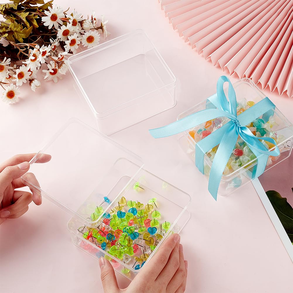 BENECREAT 4Pcs Acrylic Storage Boxes with Lids, 12x13x6cm Square Storage Containers Cube Storage Display Box for Wedding, Party, Treats - image 3