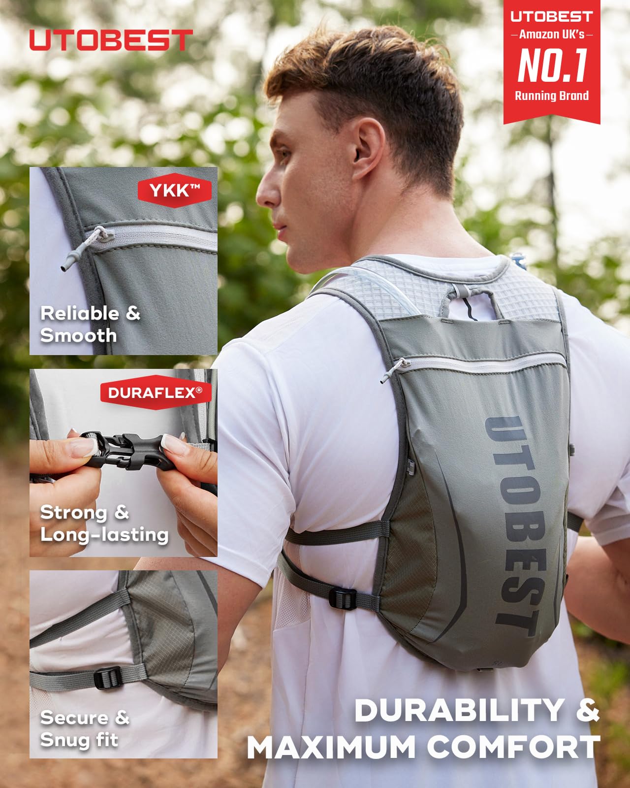 UTOBEST 5L Running Vest | Lightweight Hydration Pack with 1.5L Bladder