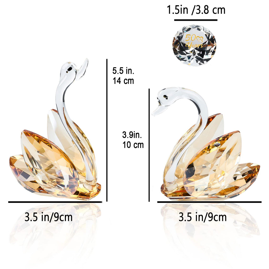 Jolof Store Crystal Golden Swans Set – 50th Anniversary Gift