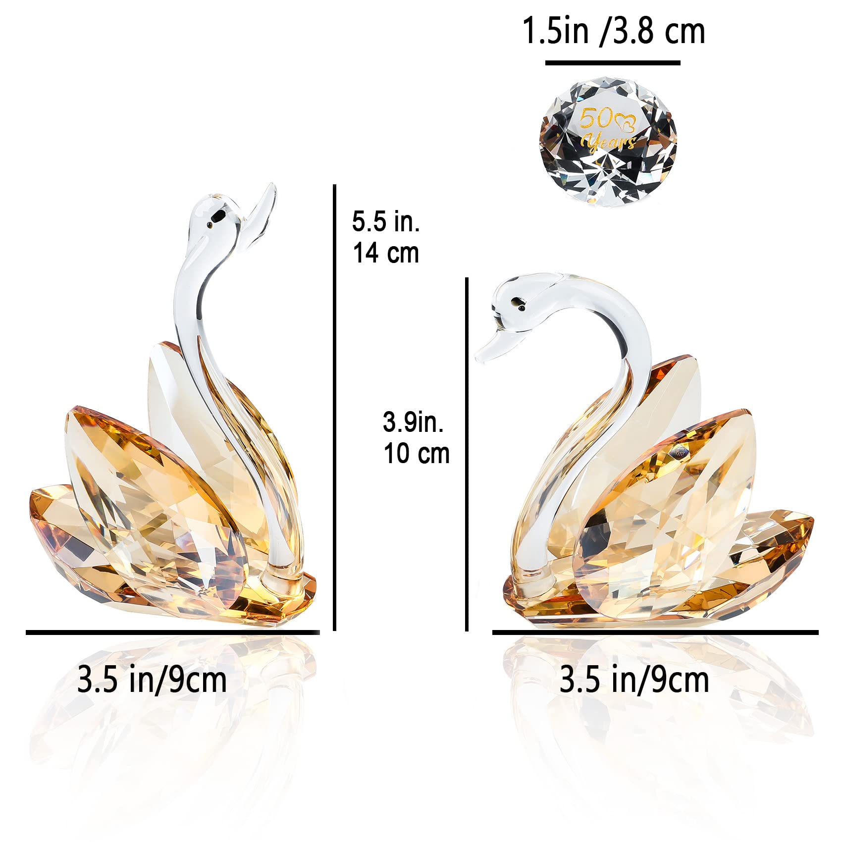 Jolof Store Crystal Golden Swans Set – 50th Anniversary Gift