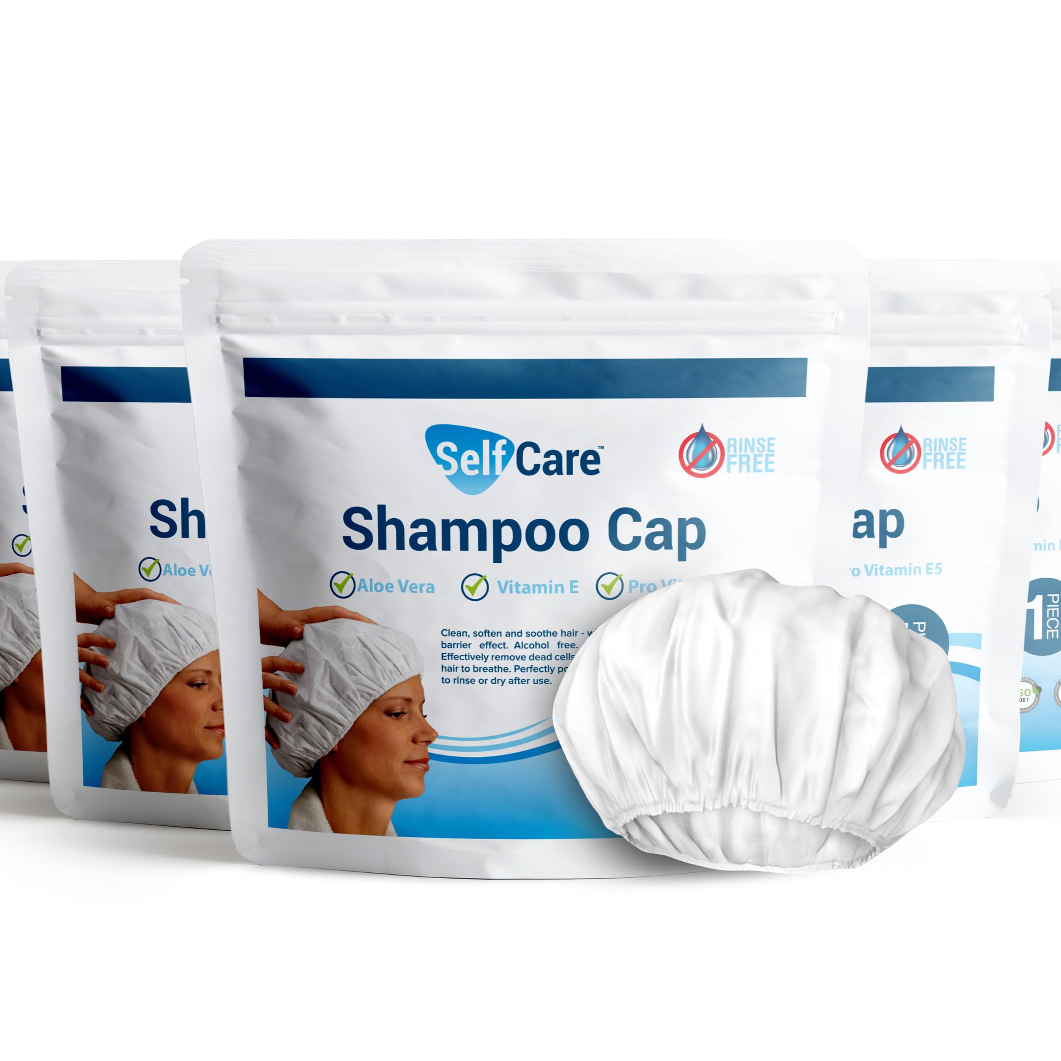Selfcare No-Rinse Waterless Shampoo Caps for Elderly - 5 Pack