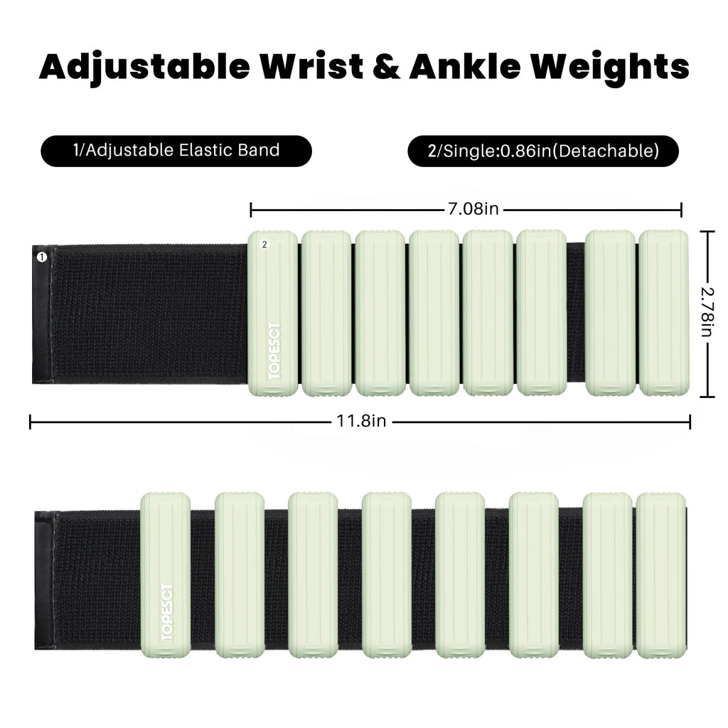 TOPESCT Adjustable Wrist & Ankle Weights – 2lb Set Silicone Weights