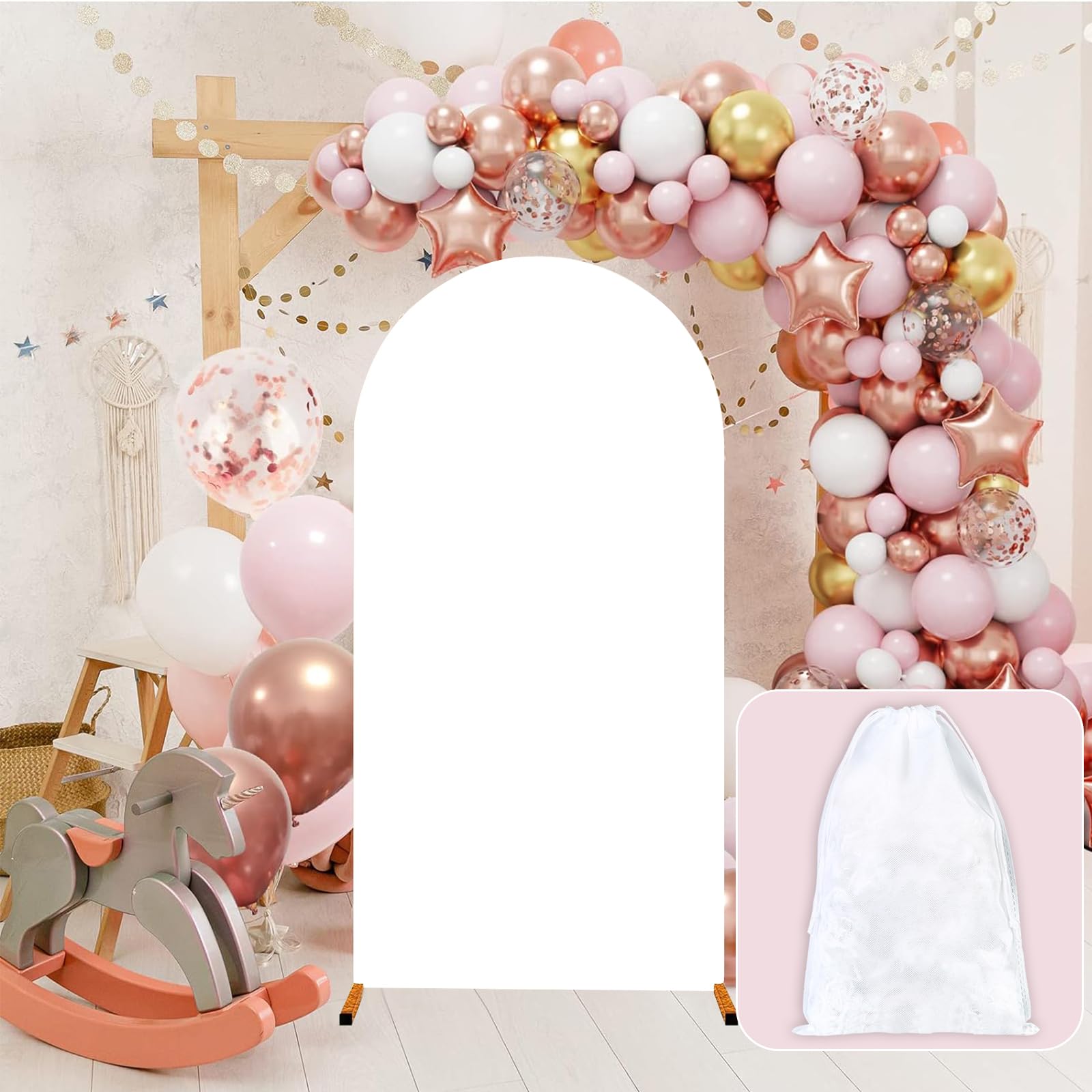 Jolof Store 6.6 FT White Spandex Wedding Arch Cover for Chiara Backdrop